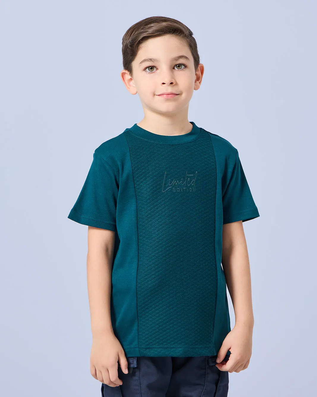 Boys Olive Jacquard T-Shirt sold by Redtag