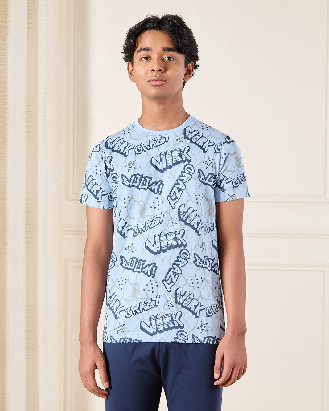 Senior Boys Blue And Navy Printed Pyjama Set (2 Piece) sold by Redtag product image thumbnail 2