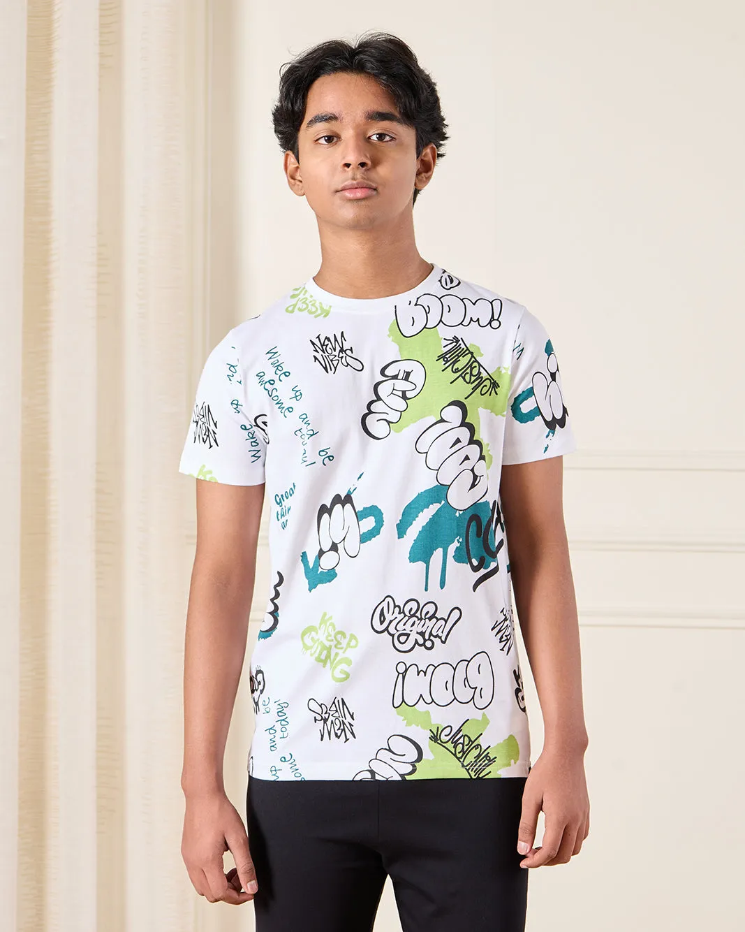 Senior Boys White And Black Printed Pyjama Set (2 Piece) sold by Redtag product image thumbnail 2