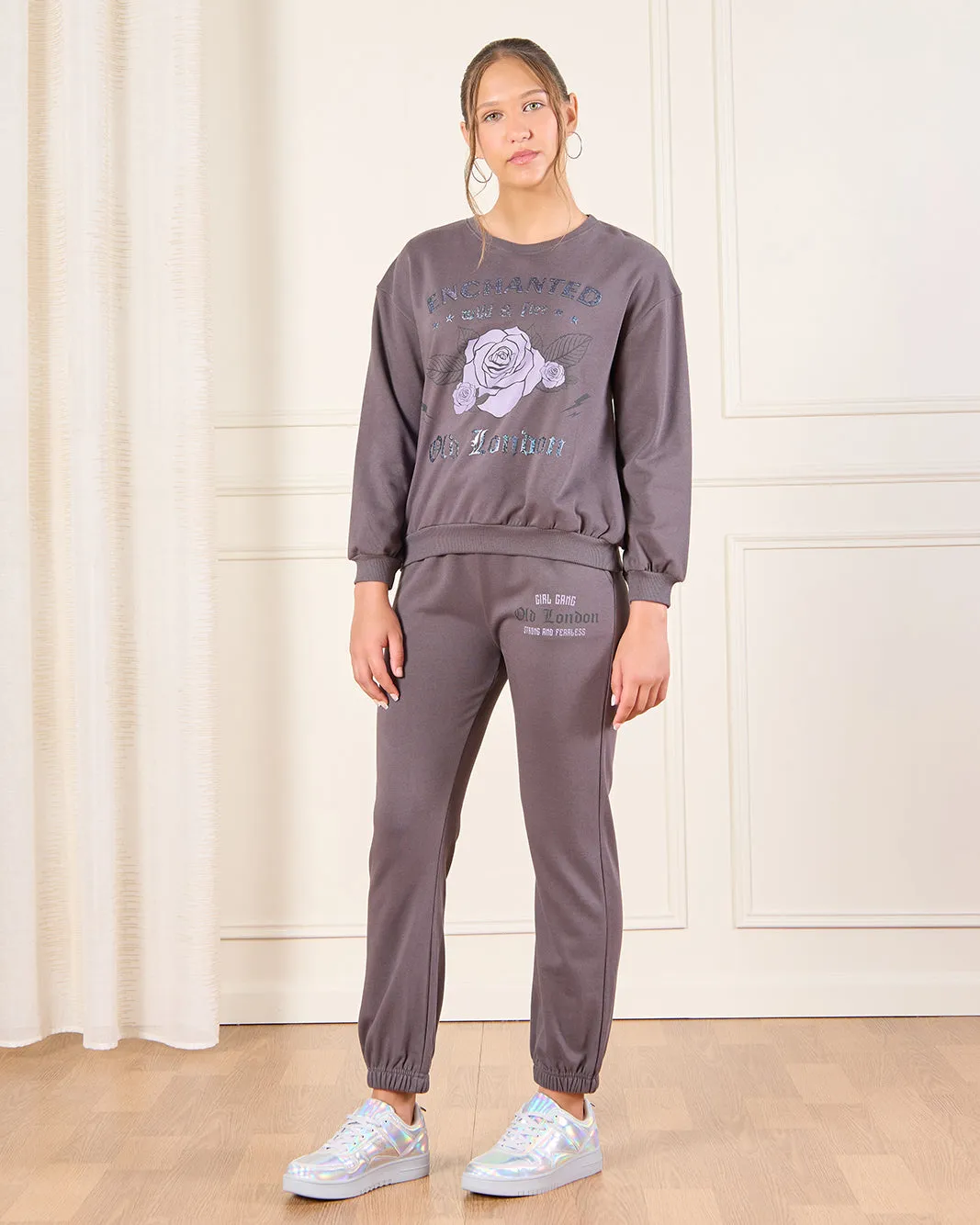 Senior Girls Charcoal Printed Track Pants sold by Redtag product image thumbnail 2