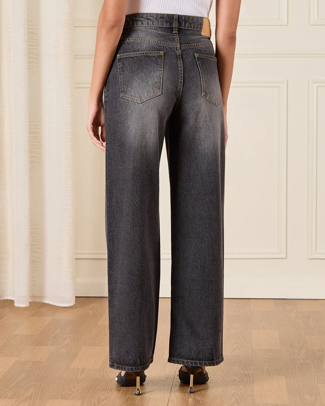 Women Charcoal Straight Fit Jeans sold by Redtag product image thumbnail 3