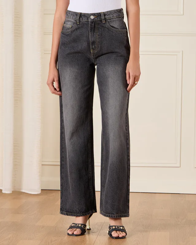 Women Charcoal Straight Fit Jeans sold by Redtag