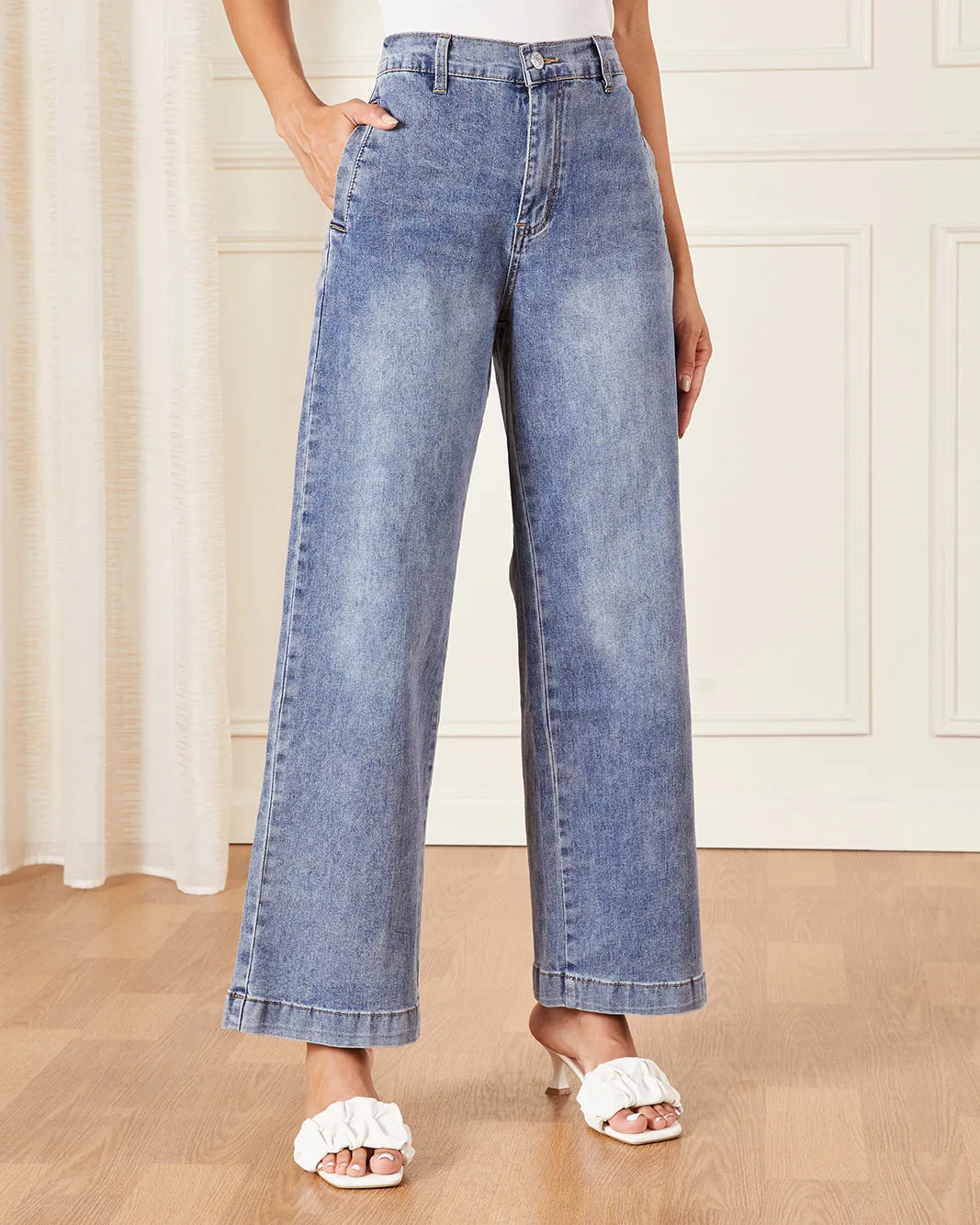 Women Blue Wide Leg Jeans sold by Redtag