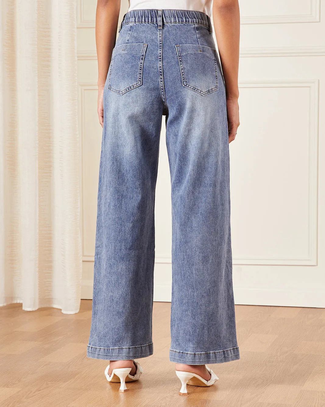 Women Blue Wide Leg Jeans sold by Redtag product image thumbnail 3