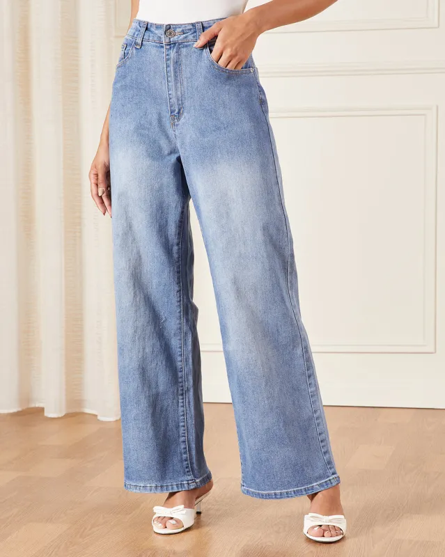 Women Blue Wide Leg Jeans sold by Redtag