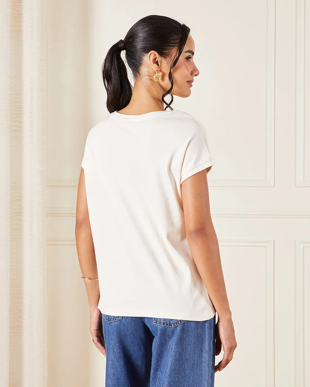 Women Ivory Printed T-shirt sold by Redtag product image thumbnail 3