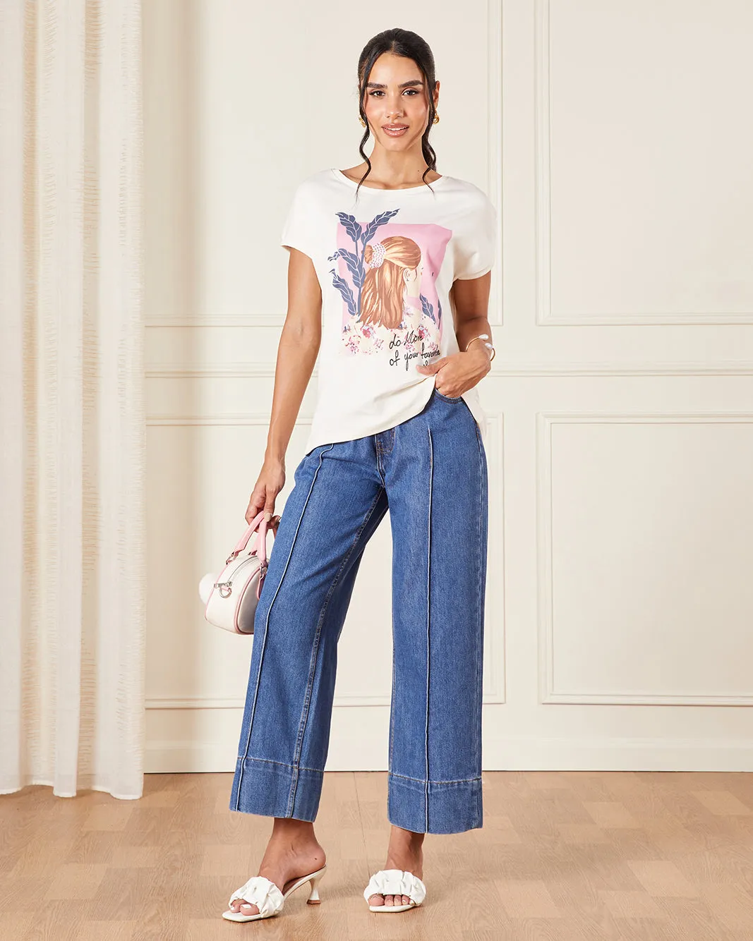 Women Ivory Printed T-shirt sold by Redtag product image thumbnail 2