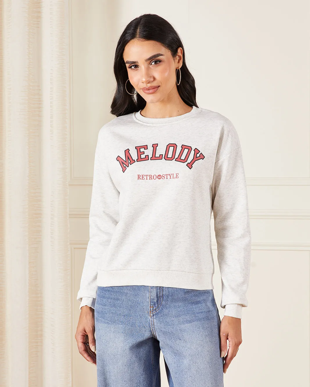 Women Grey Printed Sweatshirt sold by Redtag