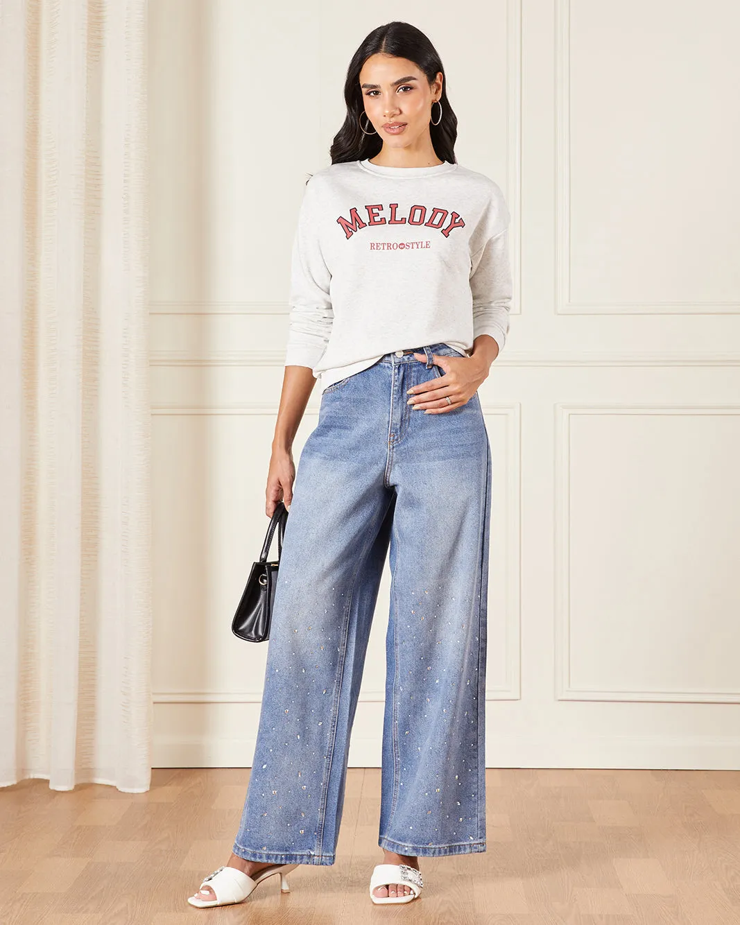 Women Grey Printed Sweatshirt sold by Redtag product image thumbnail 2