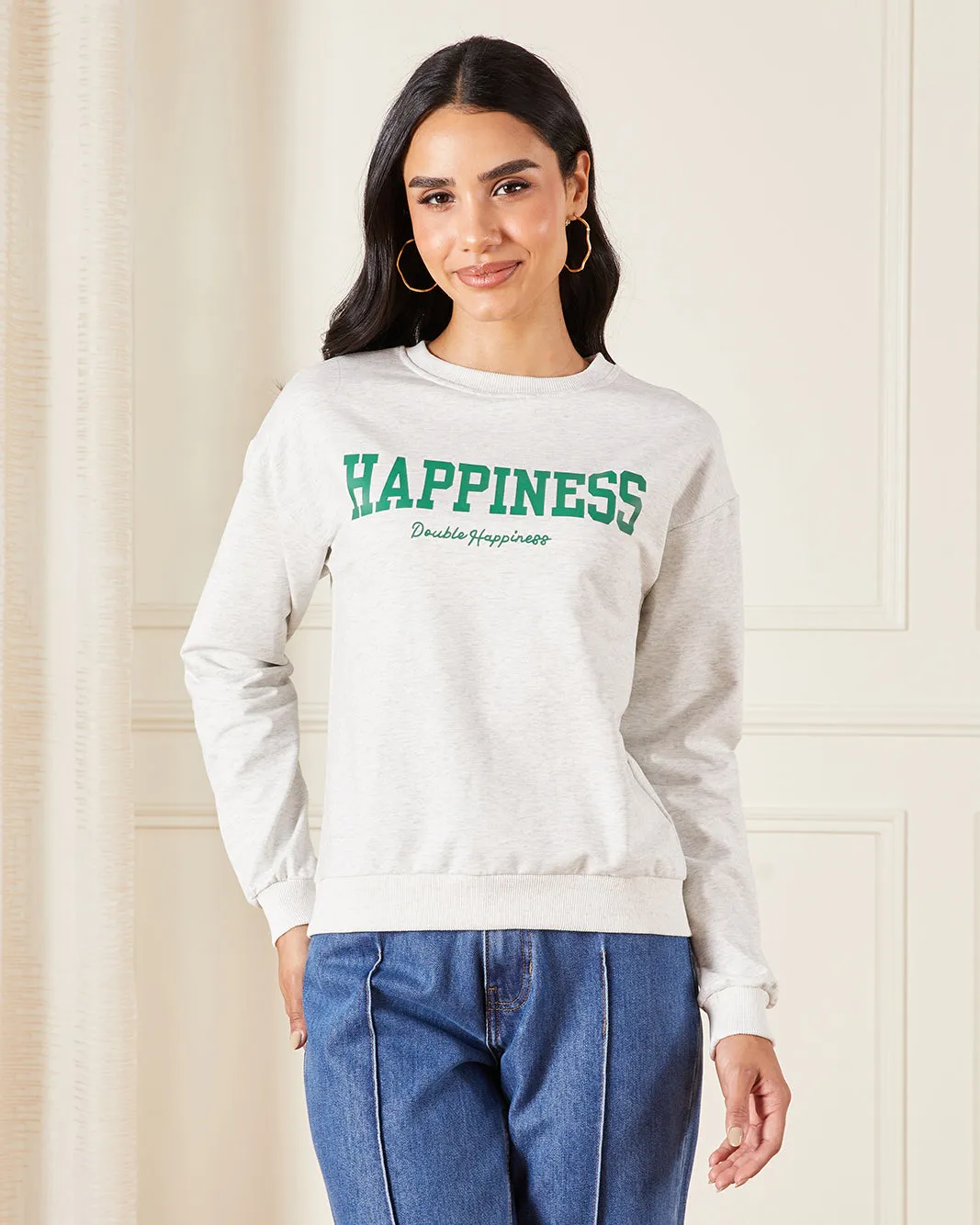Women Grey Printed Sweatshirt sold by Redtag