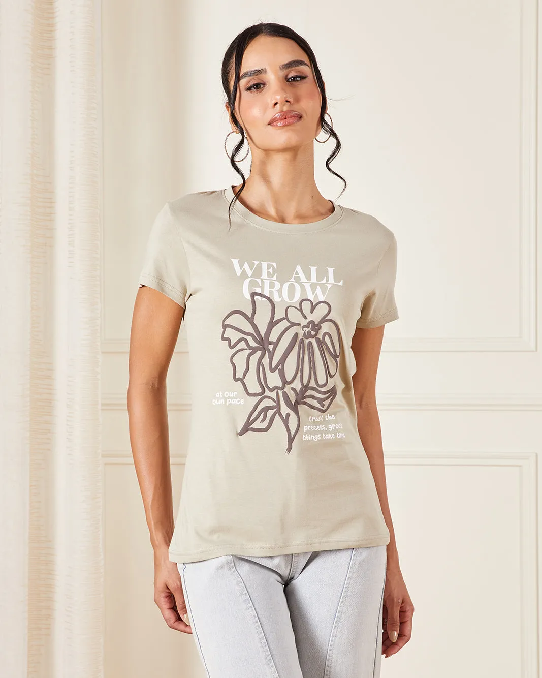 Women Ivory Printed T-Shirt sold by Redtag