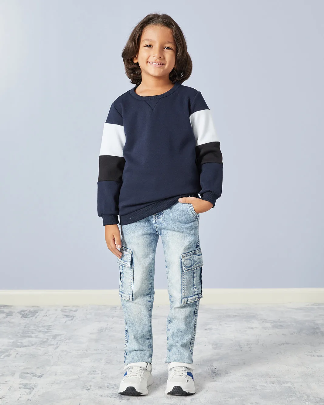 Boys Navy Long Sleeved Sweatshirt sold by Redtag product image thumbnail 2