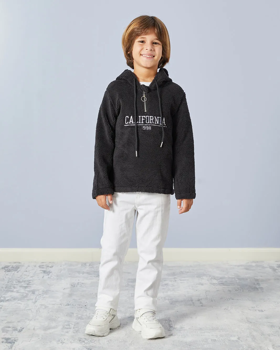 Boys Black Hooded Sweatshirt sold by Redtag product image thumbnail 2
