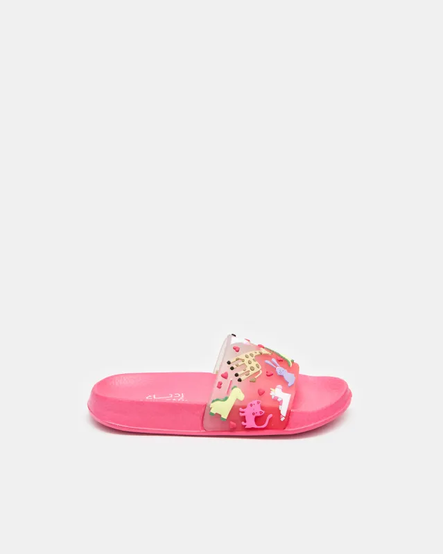 Girls Pink Animal Patch Slide sold by Redtag
