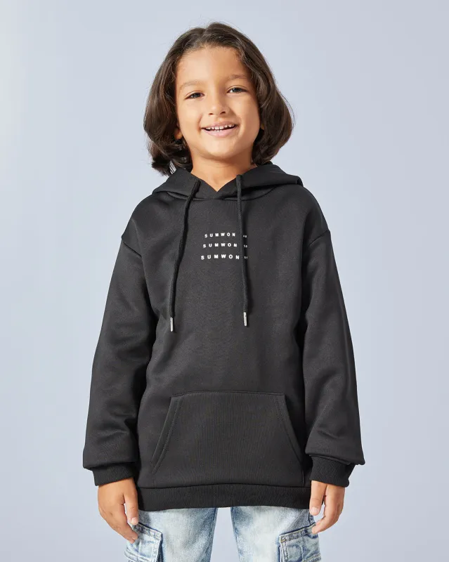 Boys Black Hooded Sweatshirt sold by Redtag