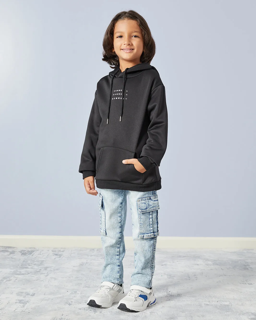 Boys Black Hooded Sweatshirt sold by Redtag product image thumbnail 2