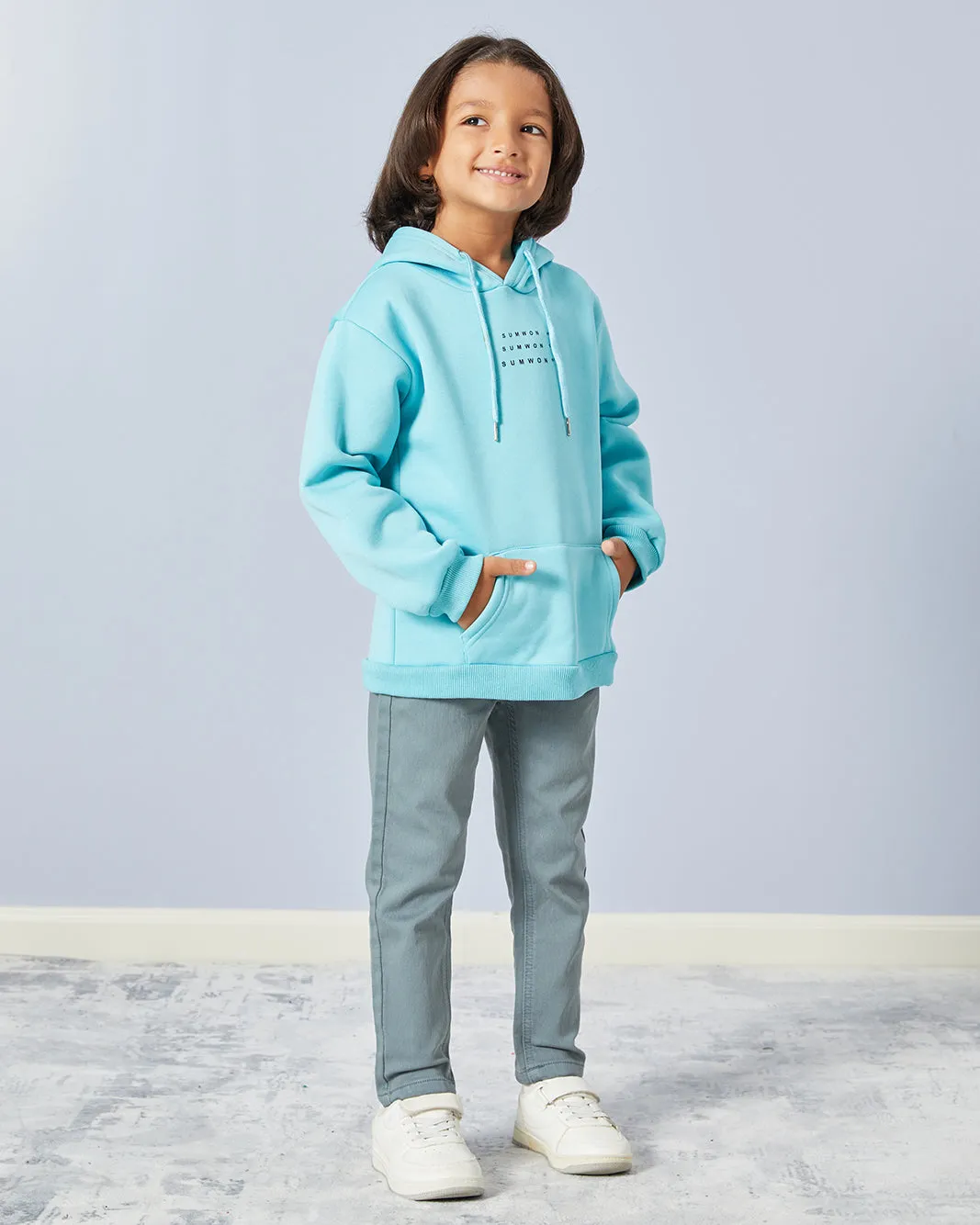 Boys Blue Hooded Sweatshirt sold by Redtag product image thumbnail 2