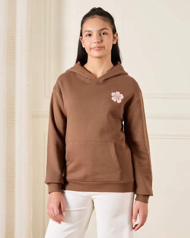 Senior Girls Brown Hooded Sweatshirt sold by Redtag