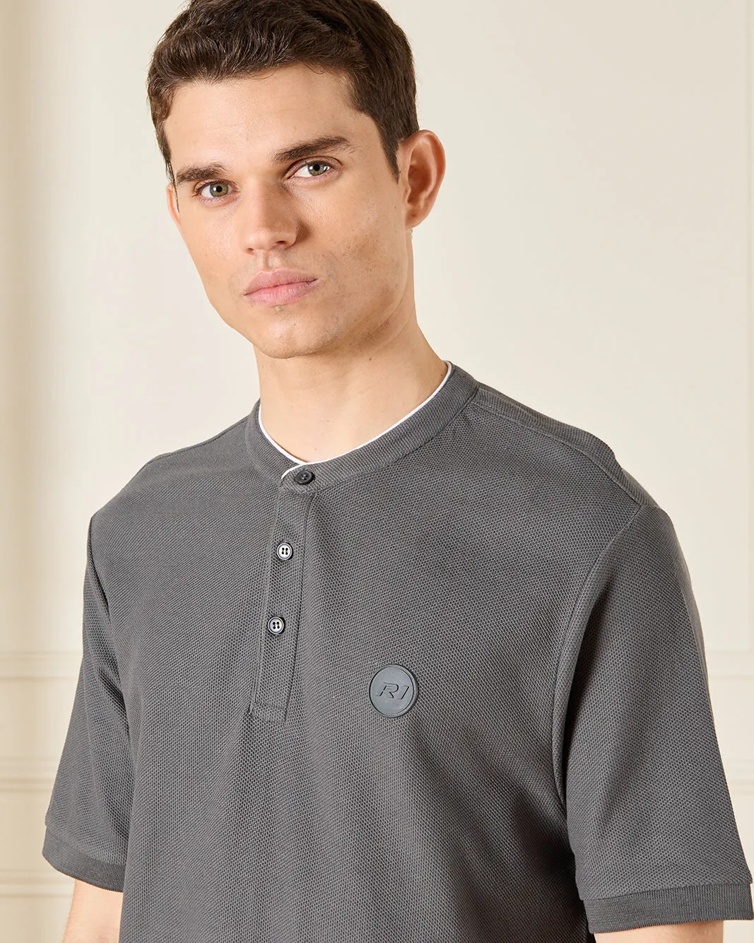 Men Green Standup Color Polo Shirt sold by Redtag product image thumbnail 4