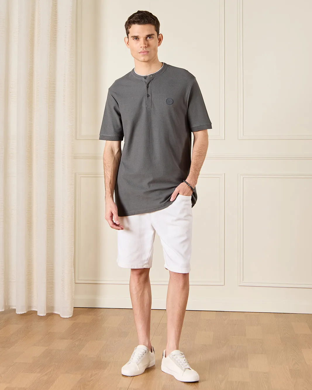 Men Green Standup Color Polo Shirt sold by Redtag product image thumbnail 2