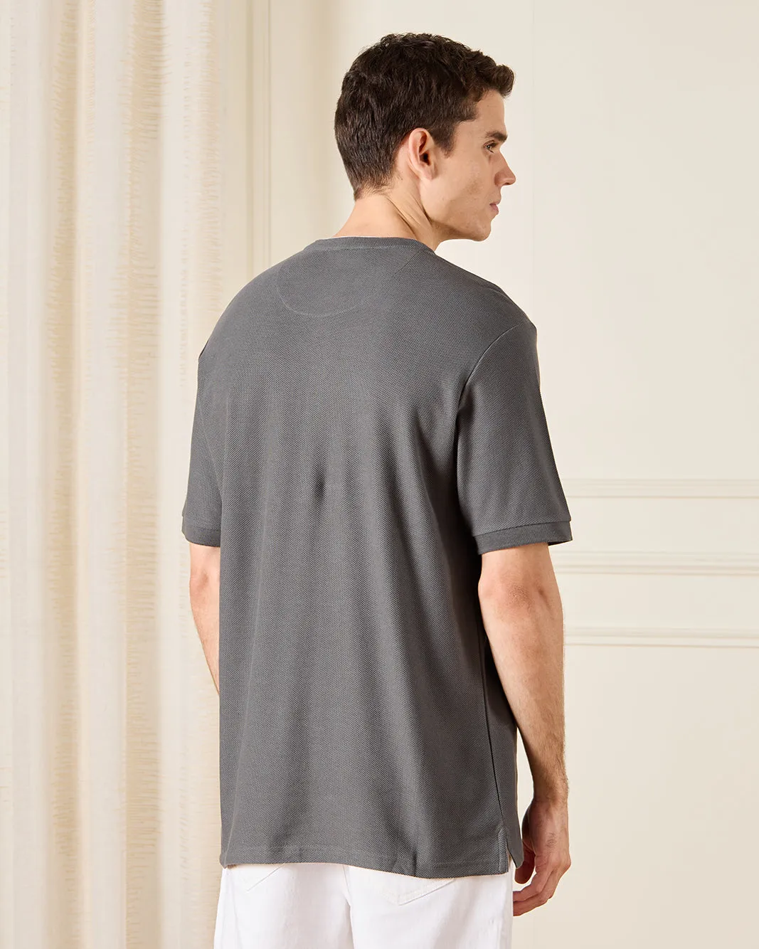 Men Green Standup Color Polo Shirt sold by Redtag product image thumbnail 3