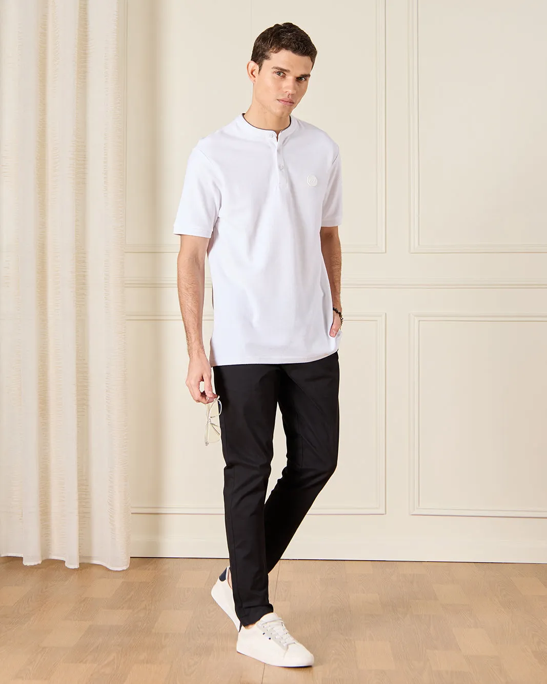 Men Ivory Standup Color Polo Shirt sold by Redtag product image thumbnail 2