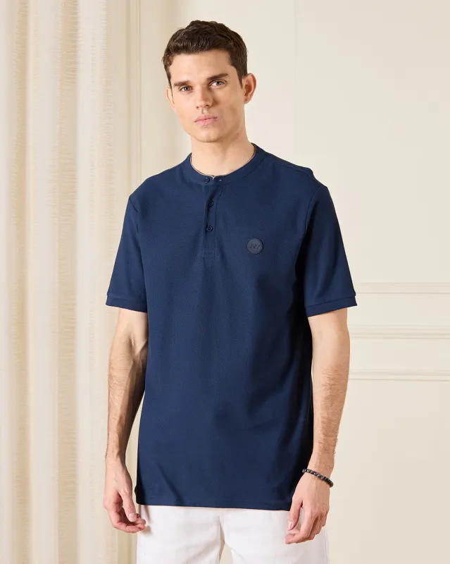 Men Navy Embroidered Polo Shirt sold by Redtag