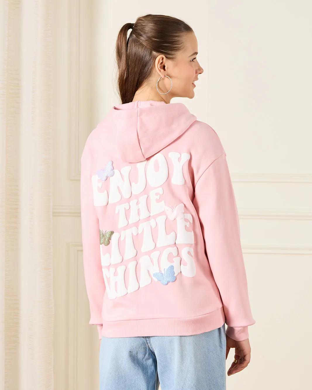 Senior Girls Pink Hooded Sweatshirt sold by Redtag product image thumbnail 3