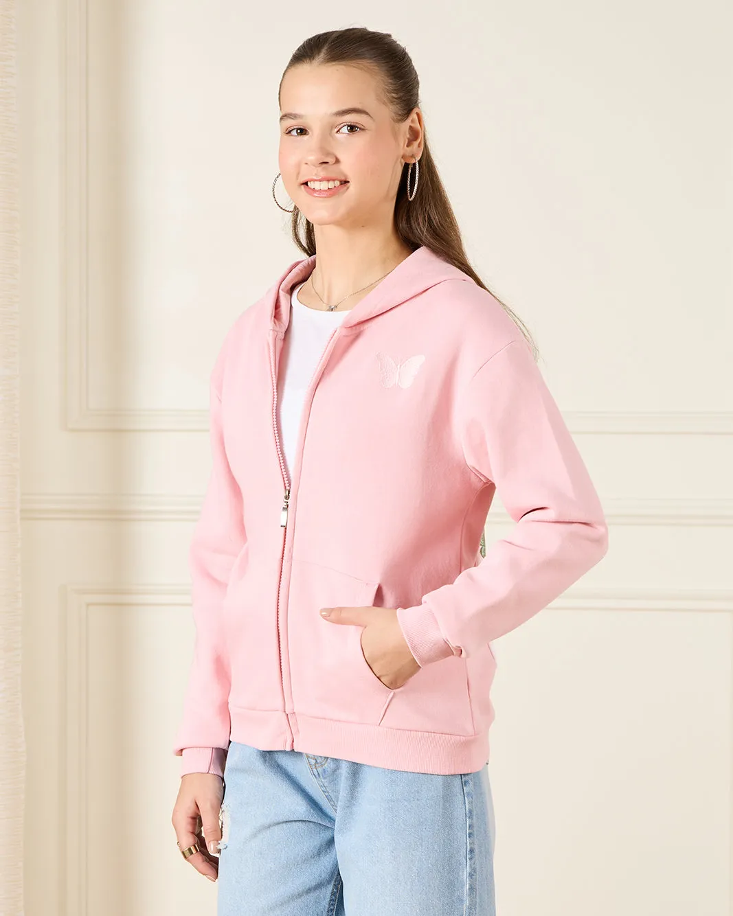 Senior Girls Pink Hooded Sweatshirt sold by Redtag