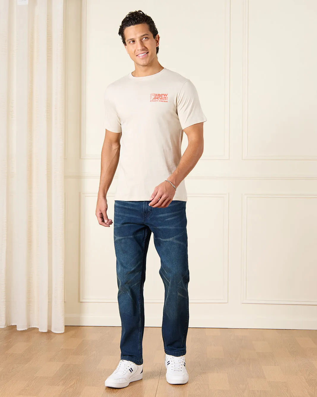 Men Ivory Basic Graphic T-Shirt sold by Redtag product image thumbnail 2