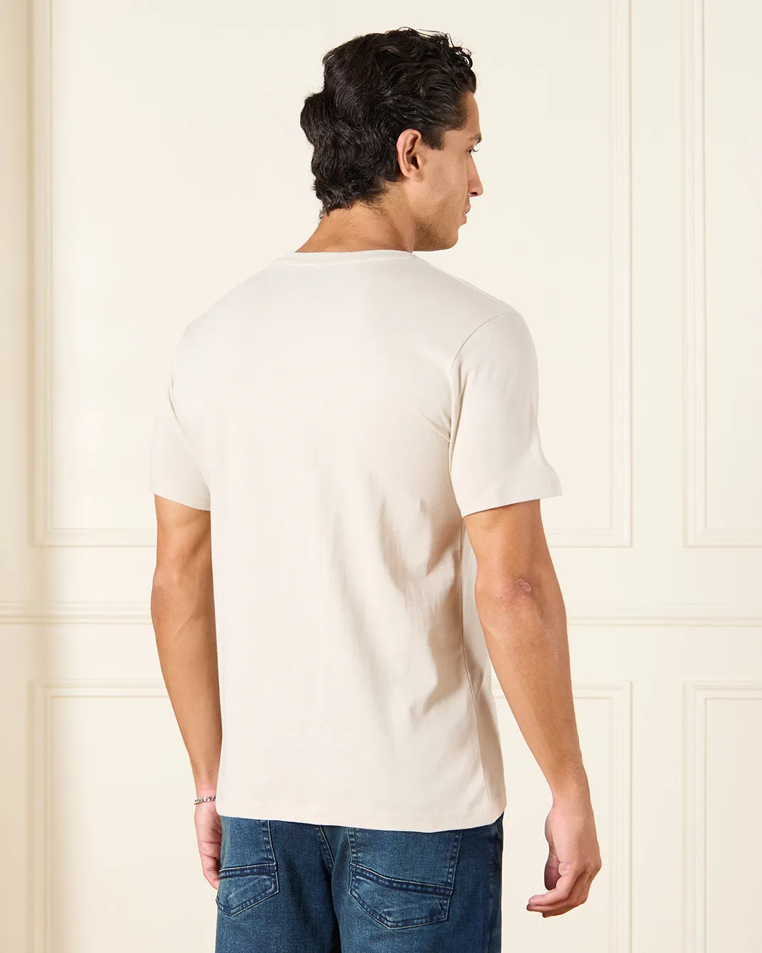 Men Ivory Basic Graphic T-Shirt sold by Redtag product image thumbnail 3