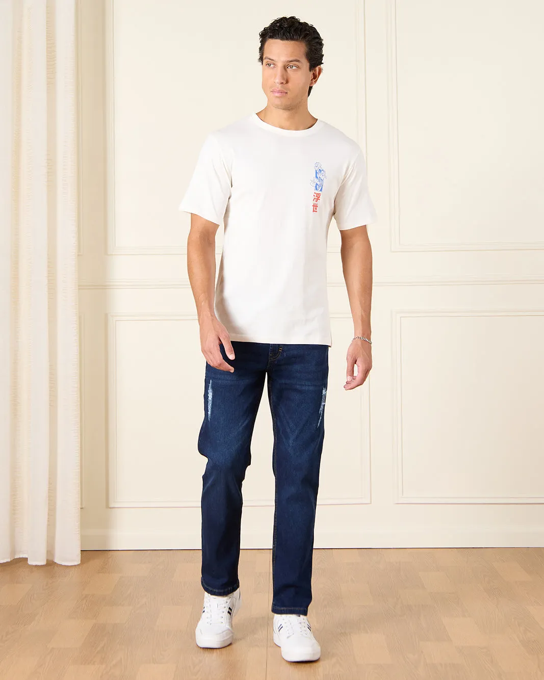 Men White Basic Graphic T-Shirt sold by Redtag product image thumbnail 2
