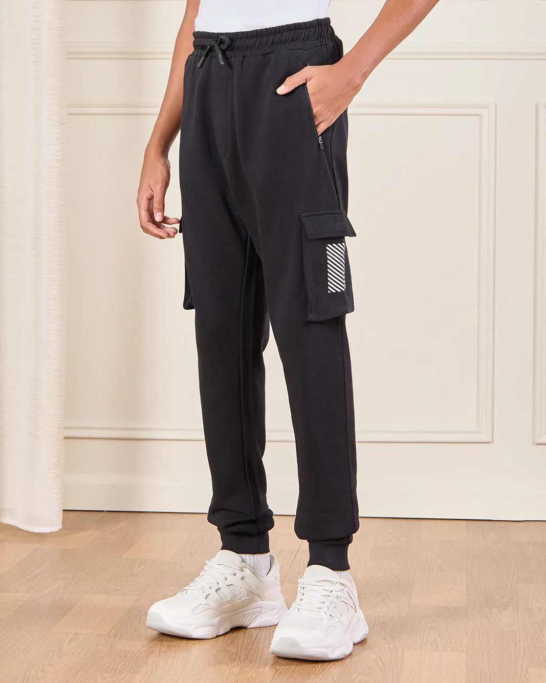 Senior Boys Black Cargo Active Pants sold by Redtag