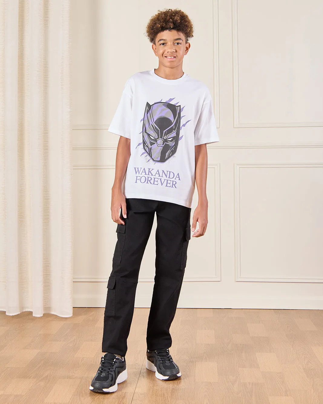 Senior Boys White Black Panther Print T-Shirt sold by Redtag product image thumbnail 2