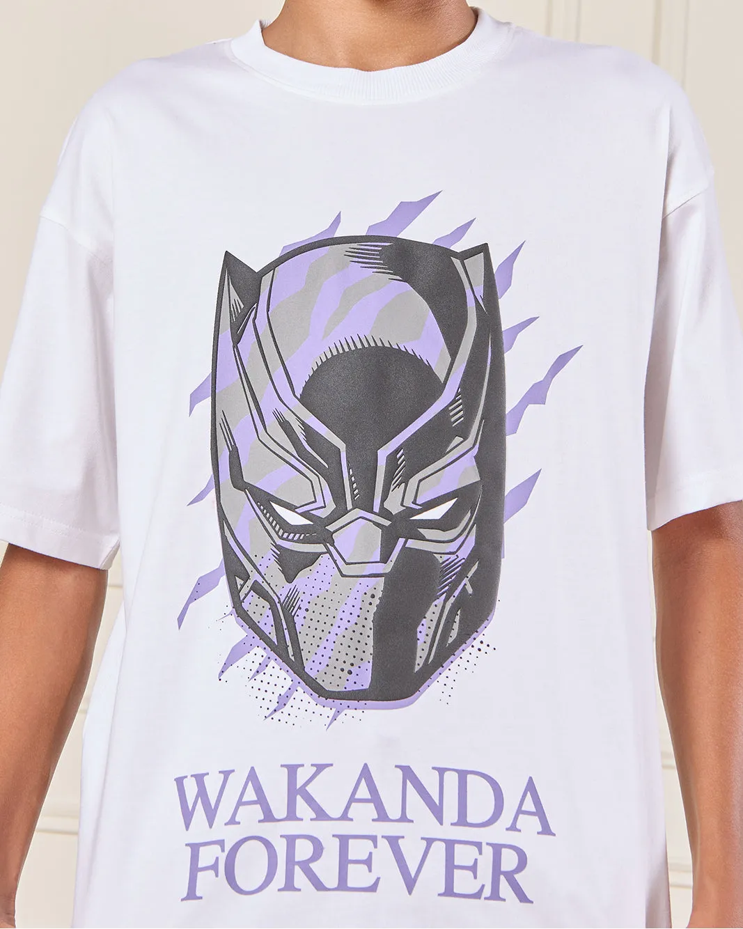 Senior Boys White Black Panther Print T-Shirt sold by Redtag product image thumbnail 4