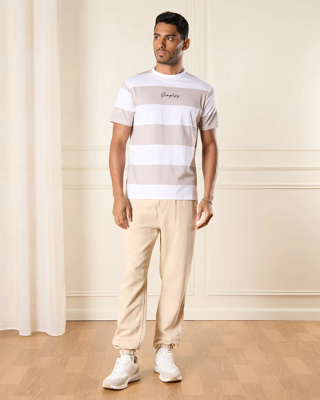 Men Beige Knit Denim Jogger sold by Redtag product image thumbnail 2