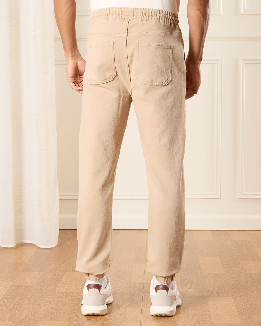 Men Beige Knit Denim Jogger sold by Redtag product image thumbnail 3