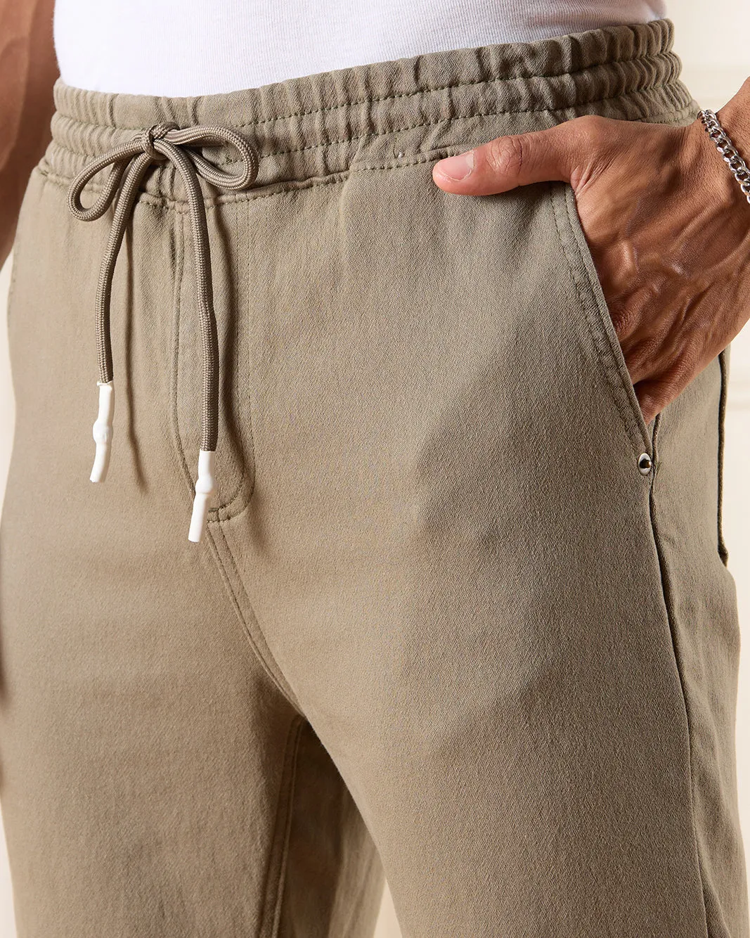 Men Olive Knit Denim Jogger sold by Redtag product image thumbnail 4