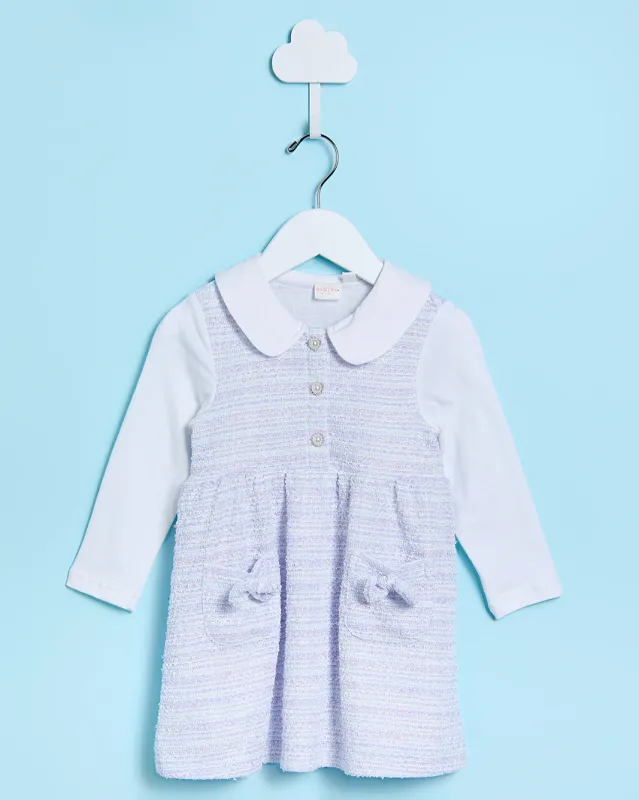 Infant Girls Lilac And White Embellished Dress sold by Redtag
