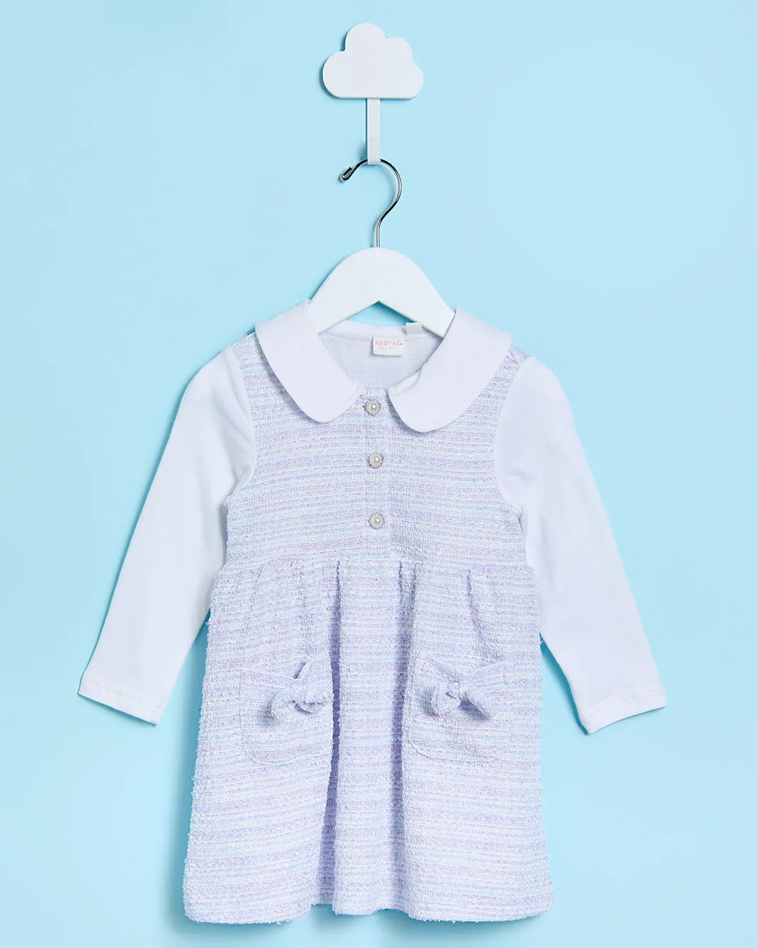 Infant Girls Lilac And White Embellished Dress sold by Redtag