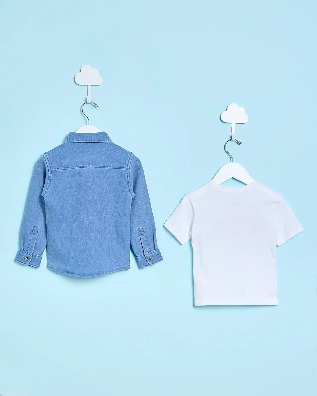 Infant Boys Blue And White Denim Shirt Set (2 Piece) sold by Redtag product image thumbnail 4