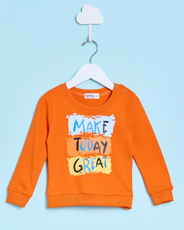 Infant Boys Orange Long Sleeves T-Shirt sold by Redtag