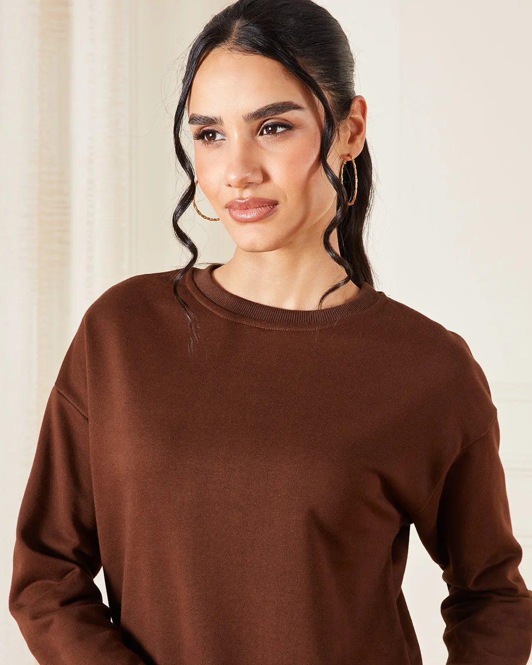 Women Brown Plain Sweatshirt sold by Redtag product image thumbnail 4