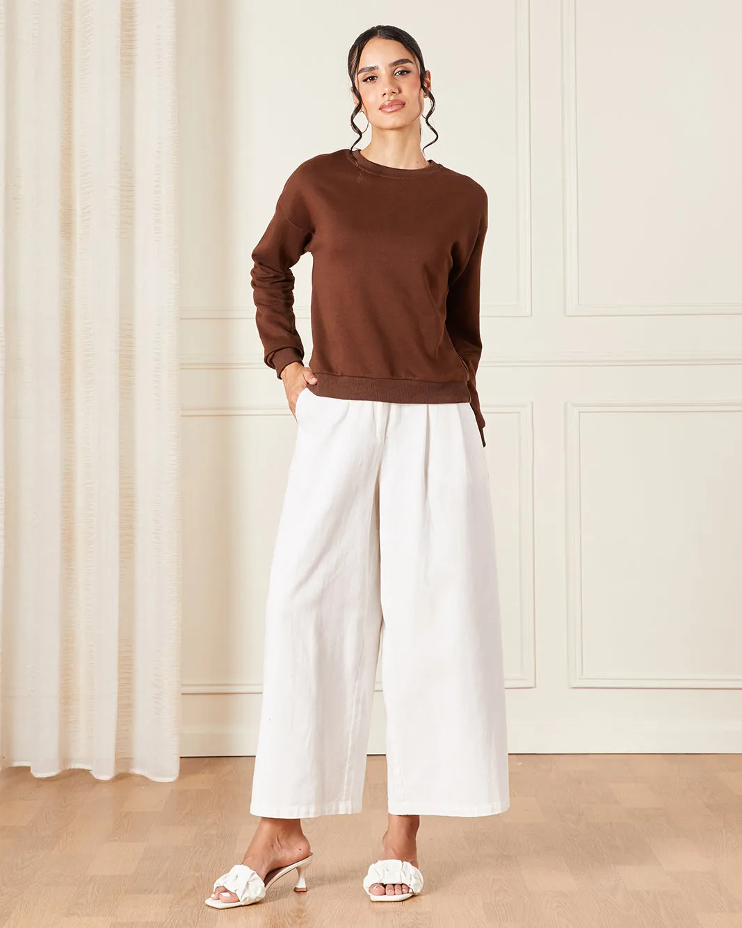 Women Brown Plain Sweatshirt sold by Redtag product image thumbnail 2