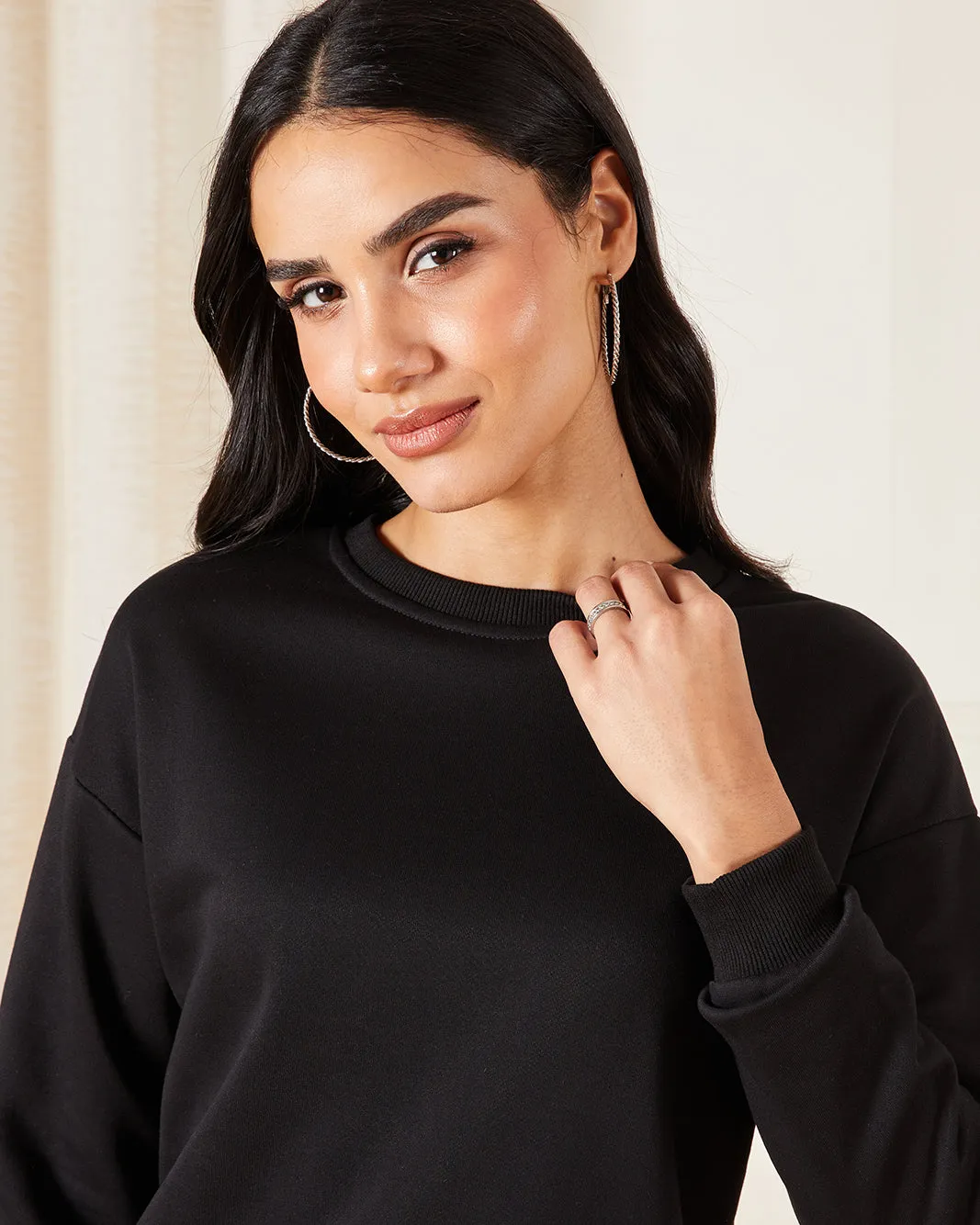 Women Black Plain Sweatshirt sold by Redtag product image thumbnail 4