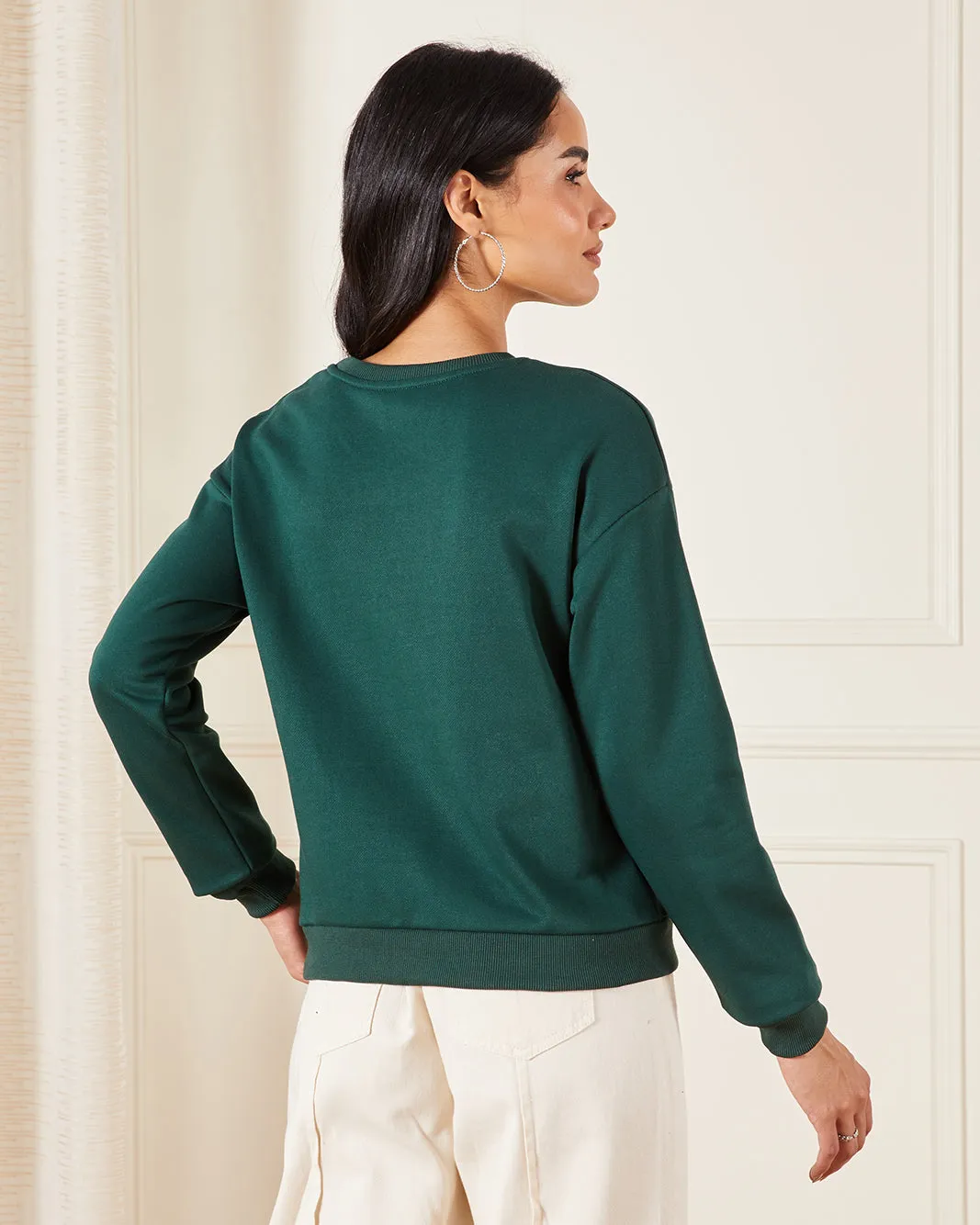 Women Green Plain Sweatshirt sold by Redtag product image thumbnail 3