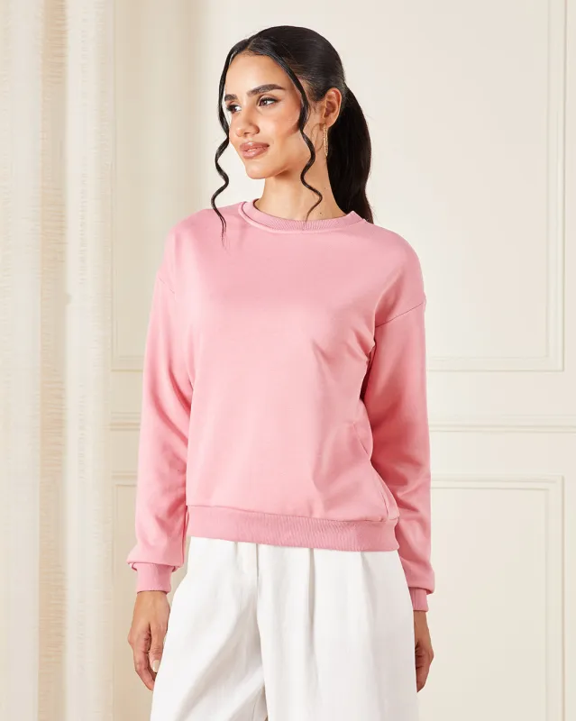 Women Pink Plain Sweatshirt sold by Redtag