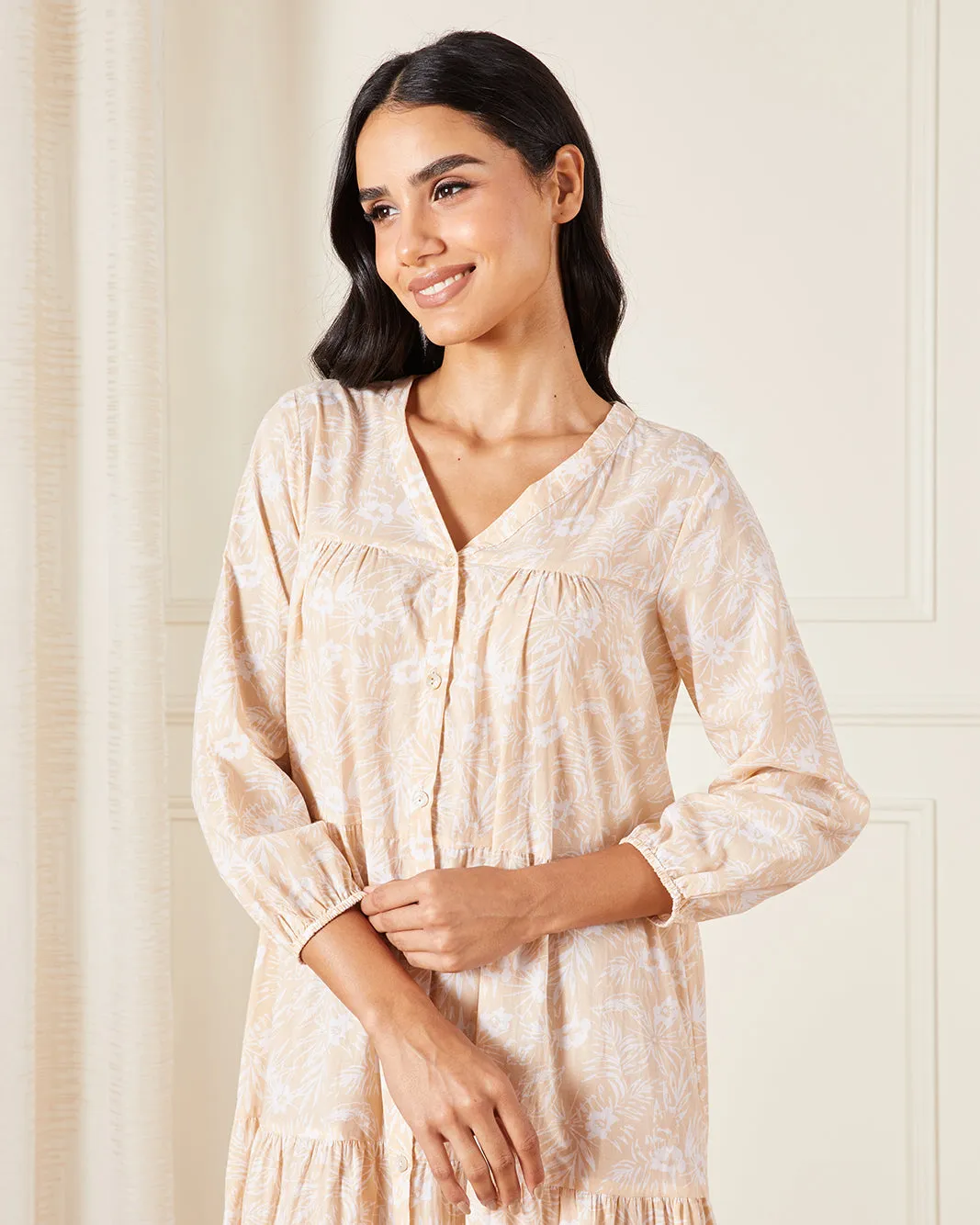 Women Beige All Over Print Nightgown sold by Redtag product image thumbnail 2