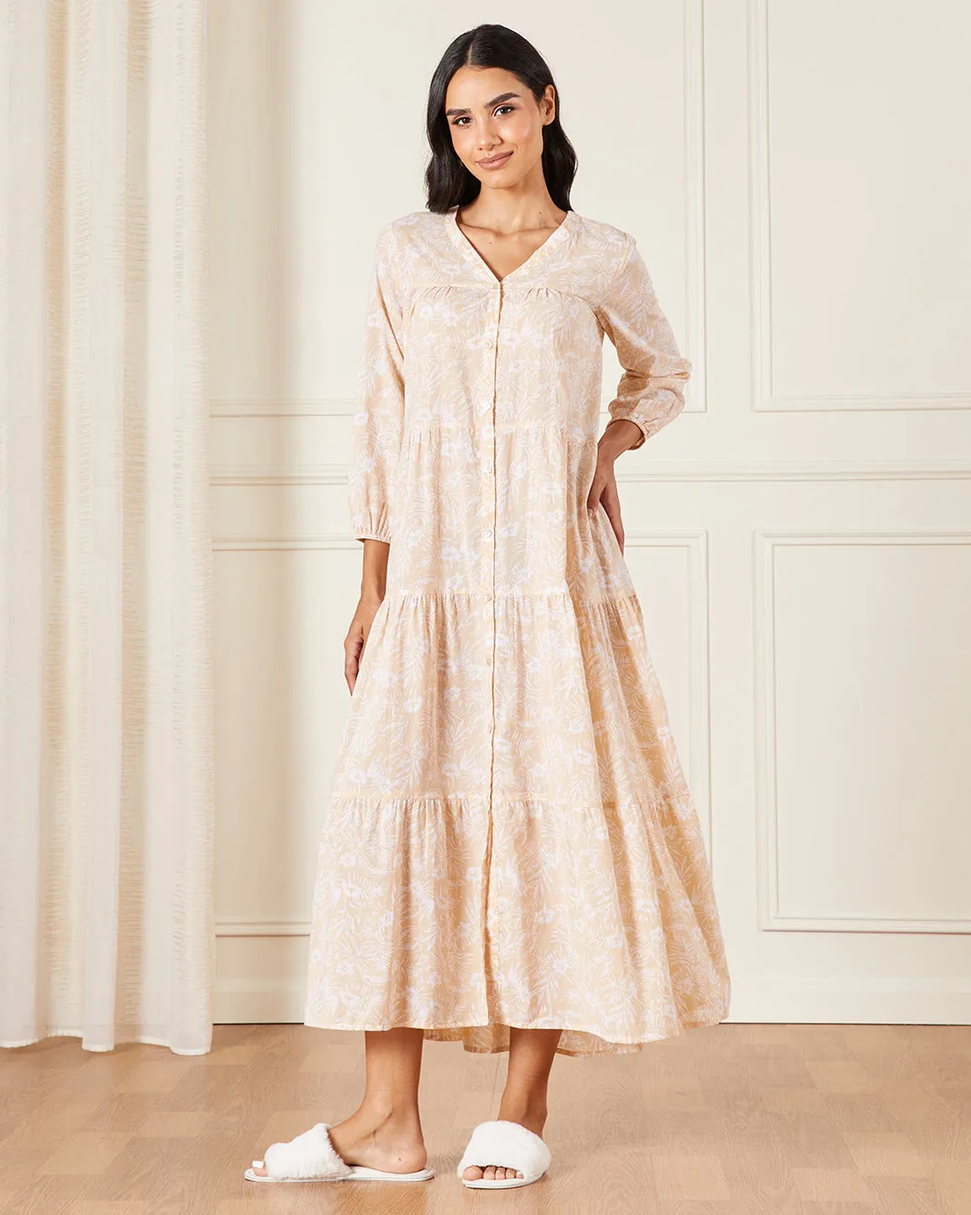 Women Beige All Over Print Nightgown sold by Redtag product image thumbnail 4