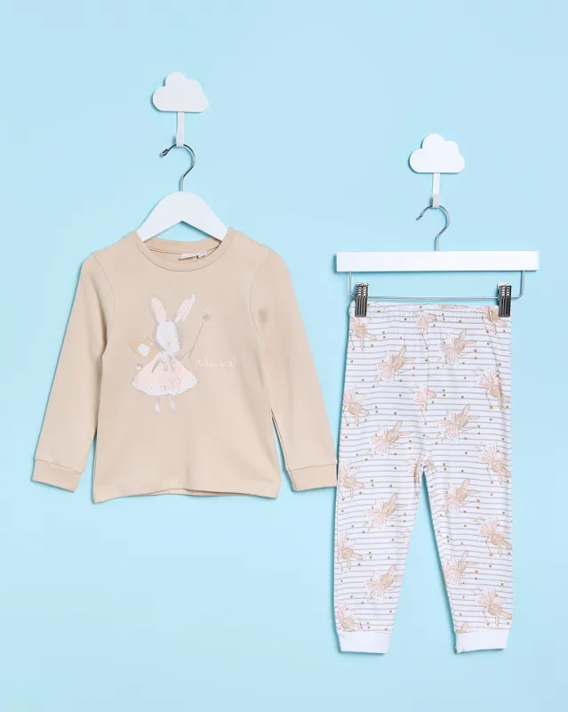 Infant Girls Brown And Blue Bunny Ballerina Pyjama Set(2 Piece) sold by Redtag